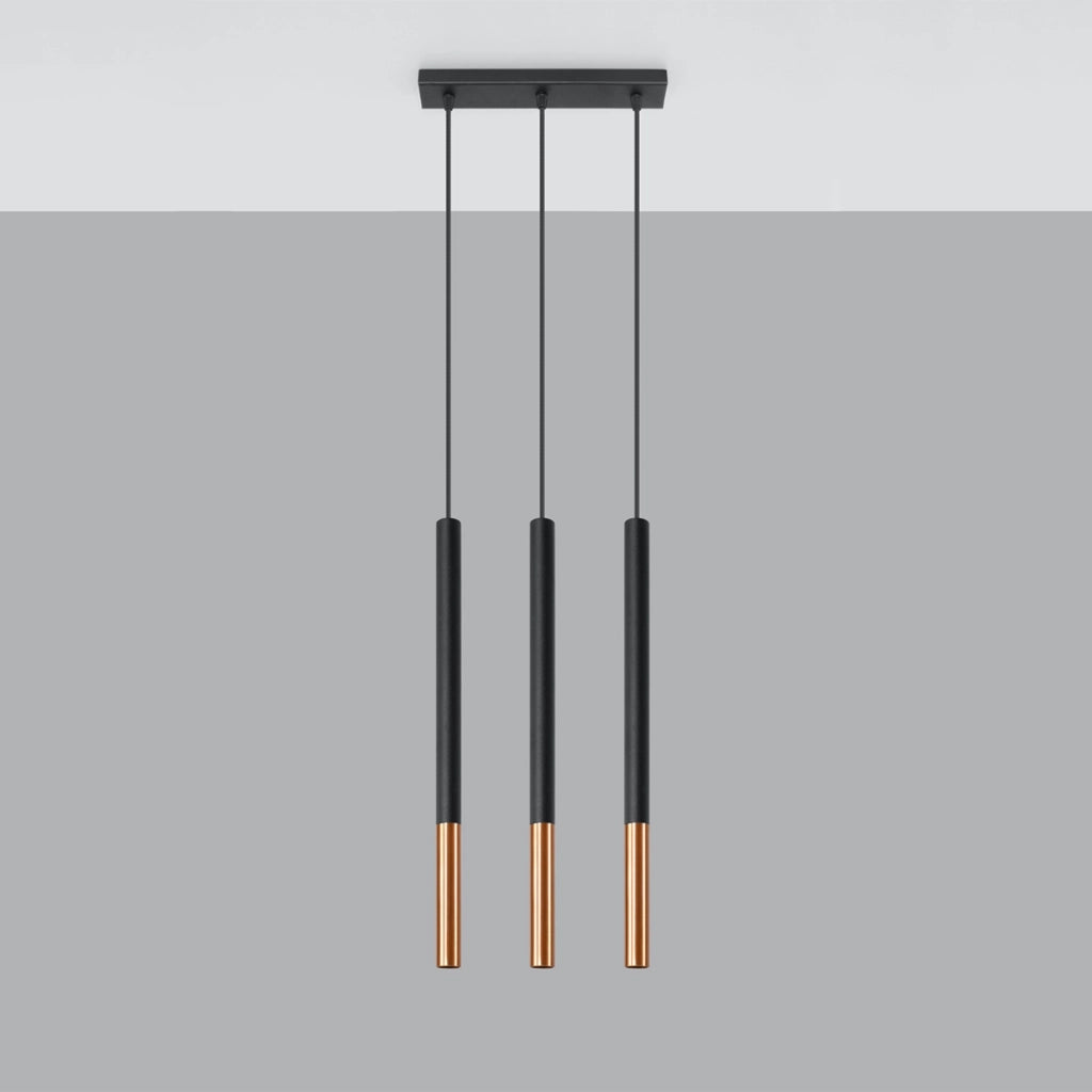 Lampada moderna in tubo di acciaio Mozaica Ocean Green, rame nero, 3xG9 LED