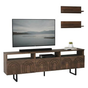 Mobile porta TV Barbania, Credenza da soggiorno, Armadio basso per TV, Base parete attrezzata, 170x30h40 cm, Noce