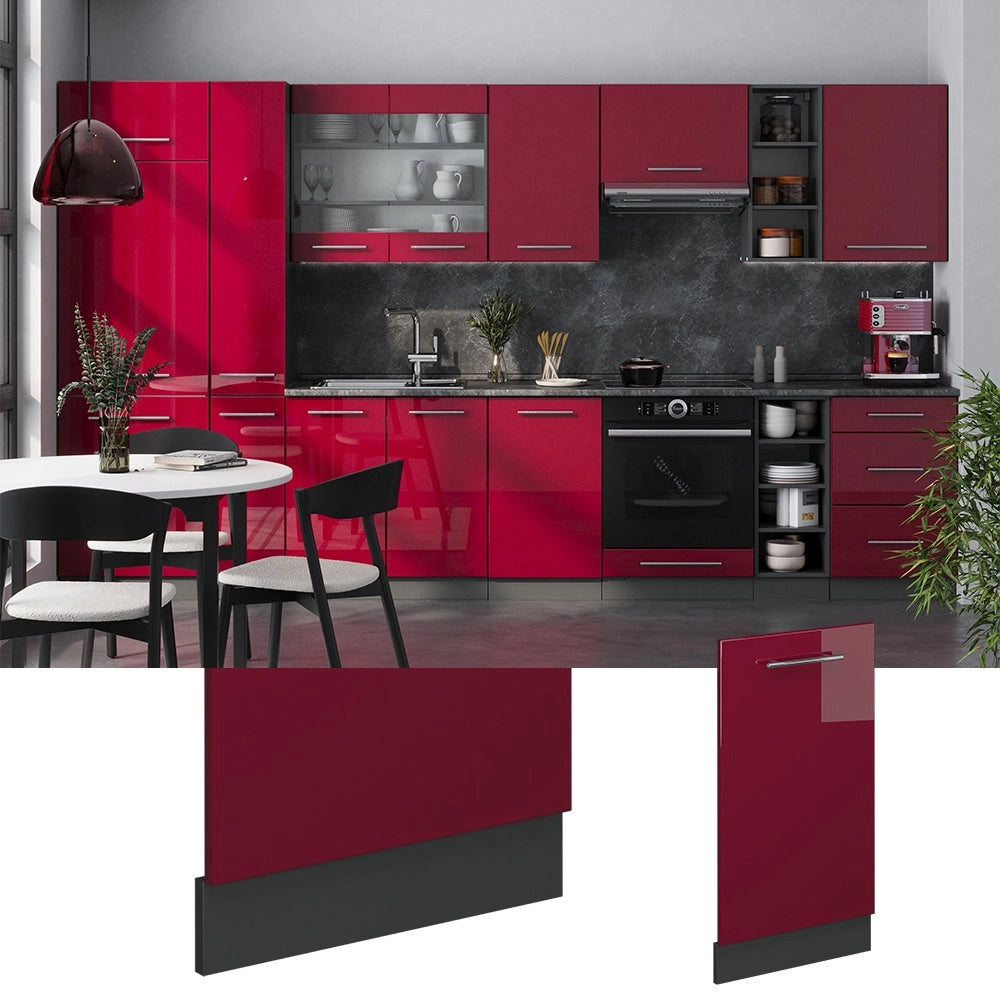 Pannello frontale della lavastoviglie Fame-Line Bordeaux lucido/Antracite 45 cm senza piano di lavoro Vicco