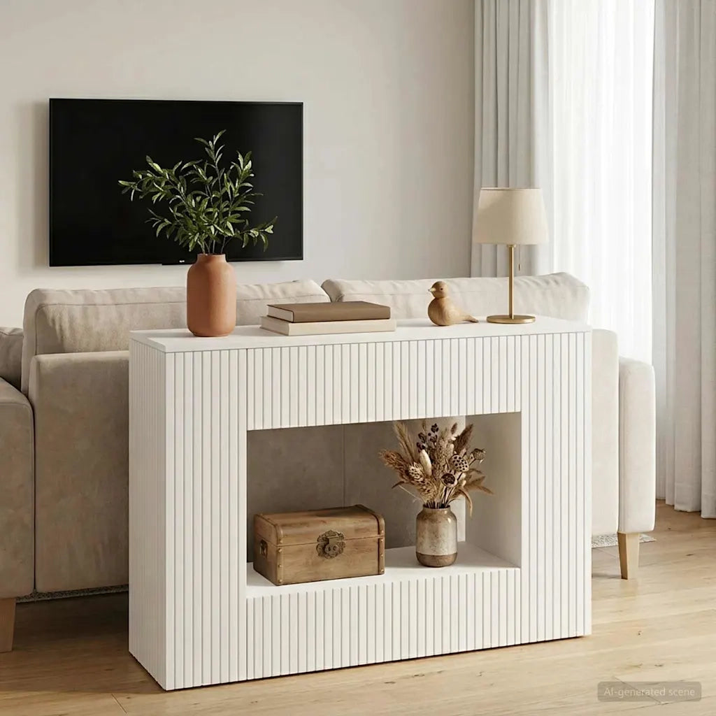 Tavolo consolle Rigato Bianco Lucido 101 x 29 x 74 cm
