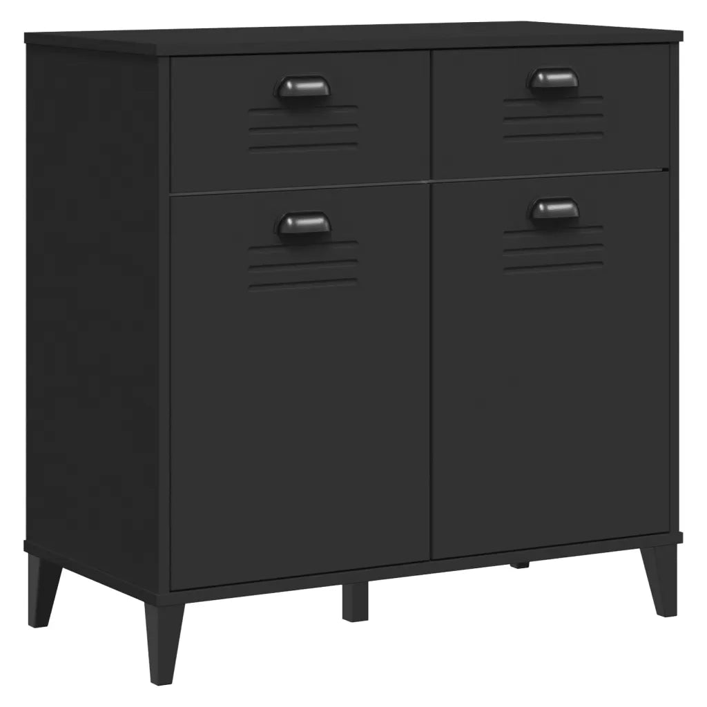 Credenza VIKEN Nera 80x40x80 cm in Legno Massello di Pinocod mxl 117023