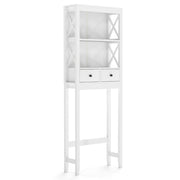 Organizzatore da bagno indipendente alto 165 cm con ripiani aperti, Mensola sopra il WC per lavanderia Bianco