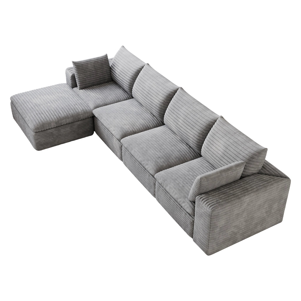 Divano Cloud 340 cm in Tessuto a Coste ¨C MINIMAL ¨C Grigio Scuro, Imbottito, Senza Montaggio