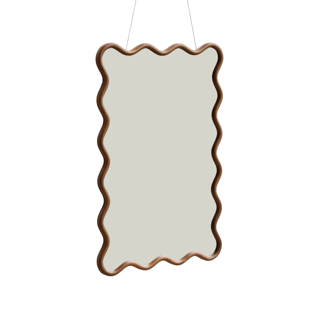 Specchio in legno di hevea dal design organico, 92,5cm, noce