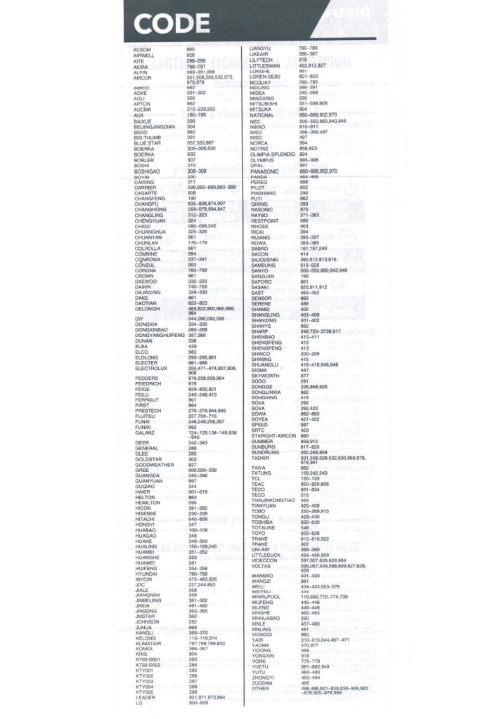 Telecomando universale Chunghop K-1038E per condizionatore aria compatibile Multi Brand