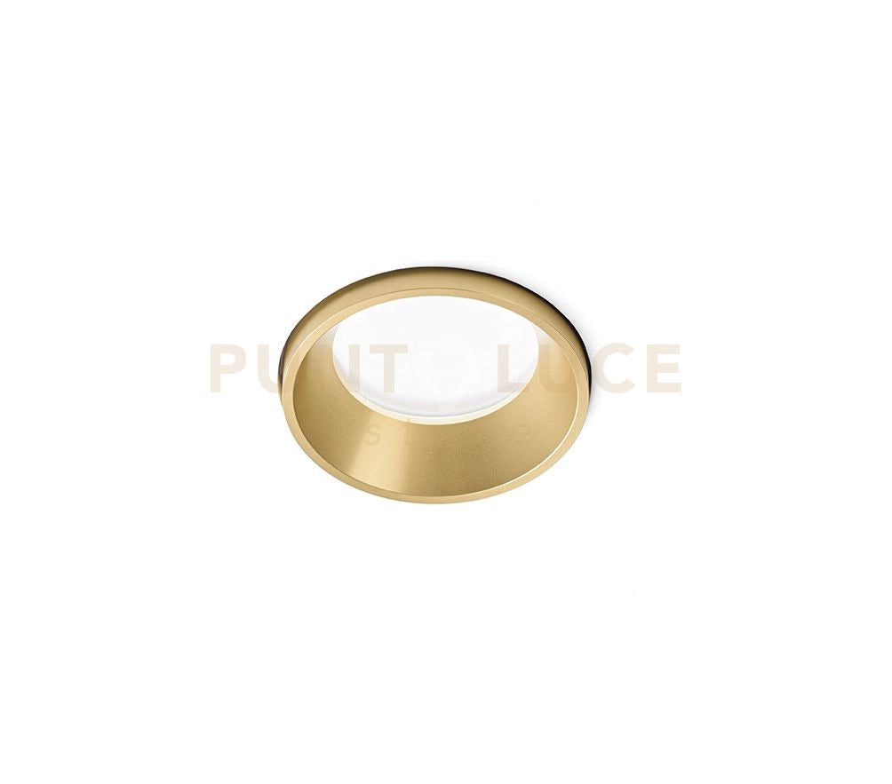 THESSALY faretto da Incasso 1 Luce Bordo Raso ottone spazzolato IP54 attacco GU10 d.6cm