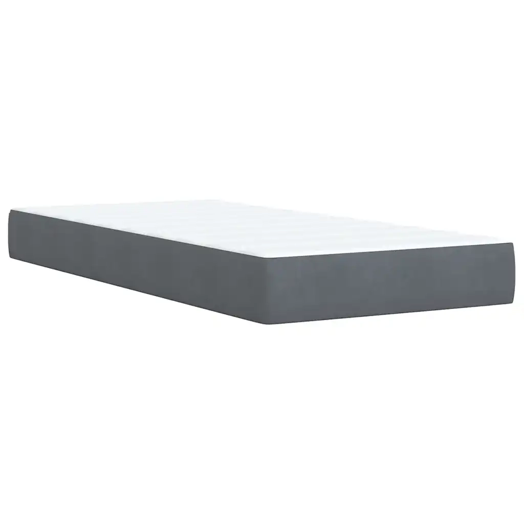 Giroletto a Molle con Materasso Grigio Scuro 90x190 cm Velluto