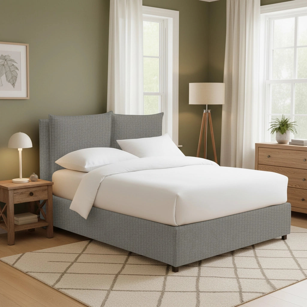 Liskeard, Letto Matrimoniale Sfoderabile Made in Italy, Grigio Cenere