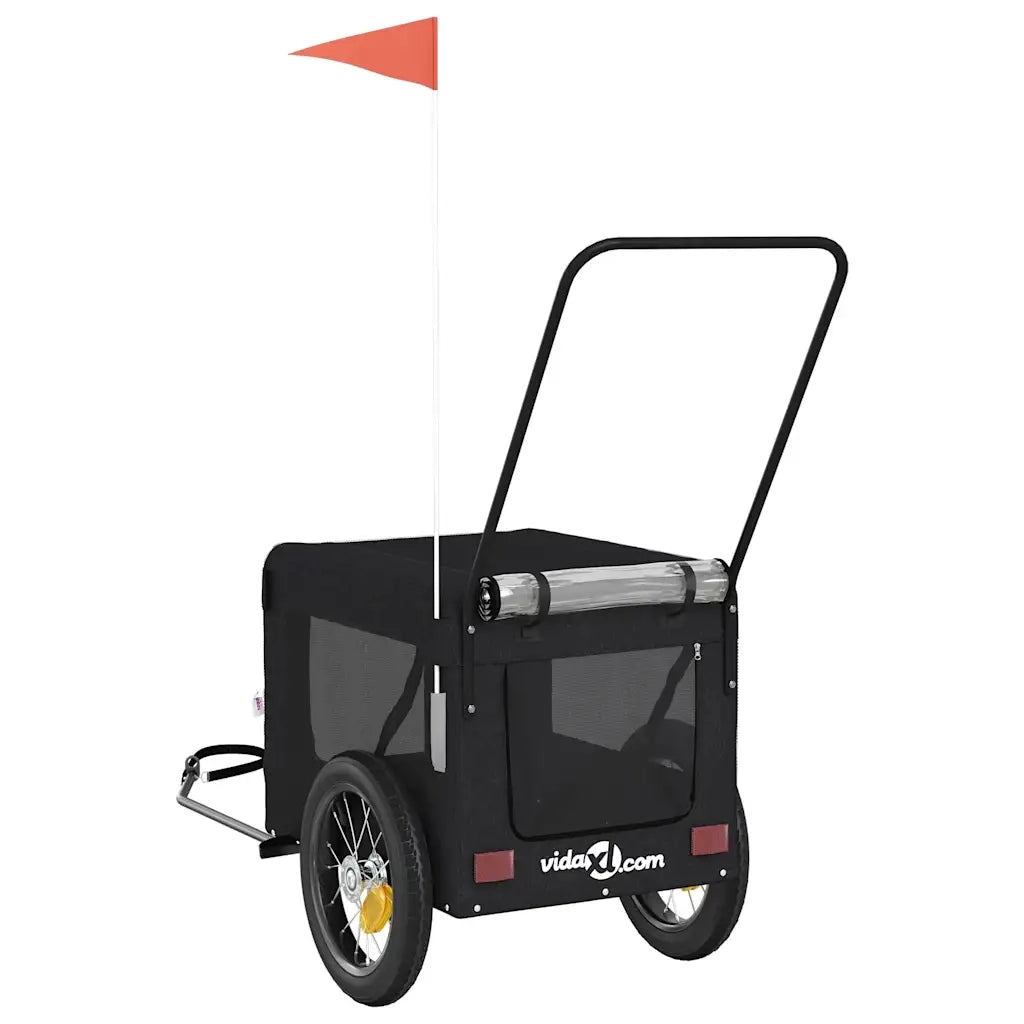 Rimorchio da Bici per Animali Nero Oxford e Ferro CFW7736087