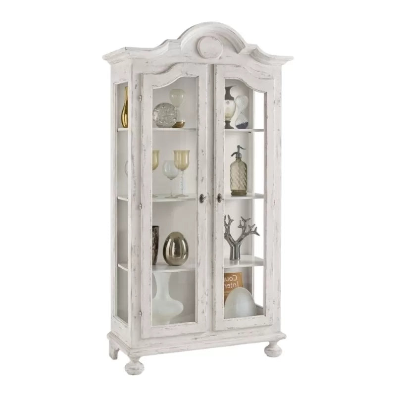 Vetrina 2 porte shabby legno bianco consumato 103x45x197 (958) - Mobili 2G