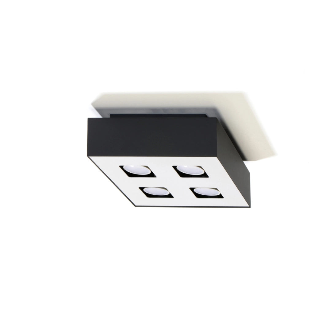 Lampada da soffitto monocromatica blu zaffiro 4x10W LED GU10 acciaio quadrato minimalista