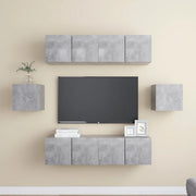 Set Porta TV 6 pz Grigio Cemento in Truciolato  cod mxl 64438