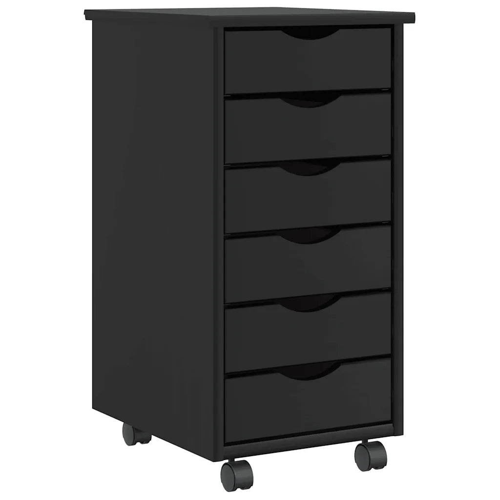 Armadietto Rotante con Cassetti MOSS Nero Legno Massello Pino 4015782