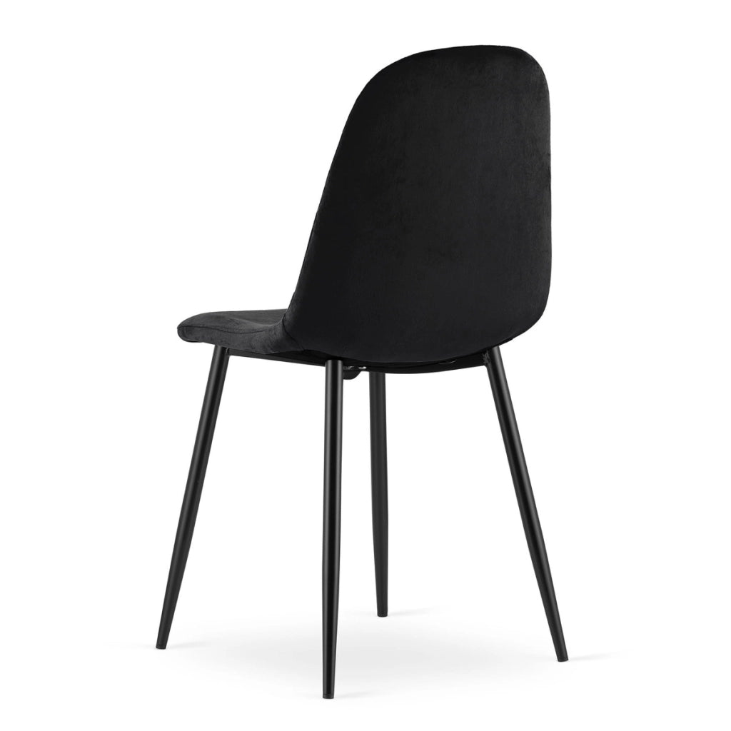 Set di 3 Sedie Asti in Velluto Nero e Metallo