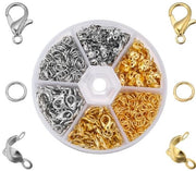 Fruhlingset da 450 pezzi di chiusura a molla, set di conchiglie con chiusura a molla, anelli apribili, perle per creare gioielli da fai da te, 2 colori