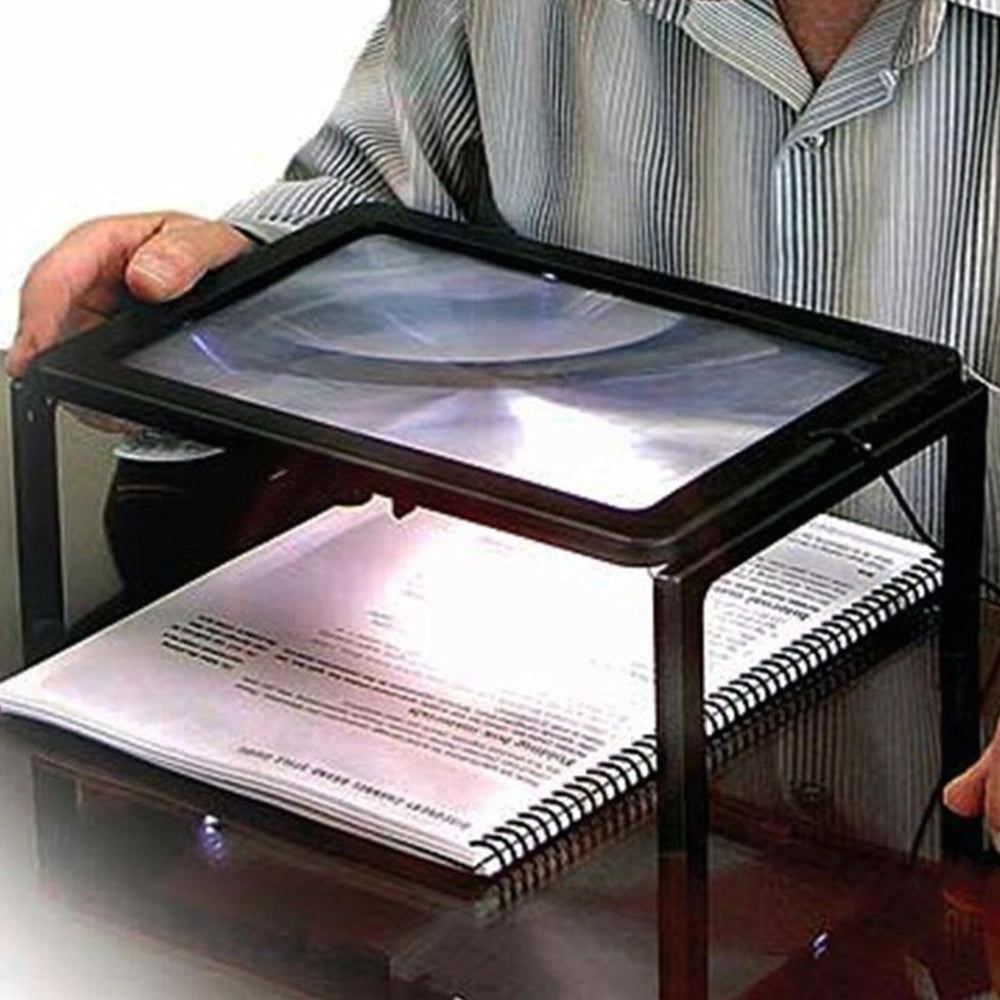 Trade Shop - Lente Ingrandimento Da Tavolo Collo Luce A Led Supporto Lettura A Pile -