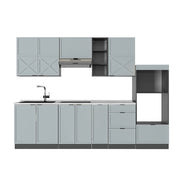 Cucina componibile Fame-Line Blu-grigio chiaro/Antracite 280 cm, PL Marmo Vicco