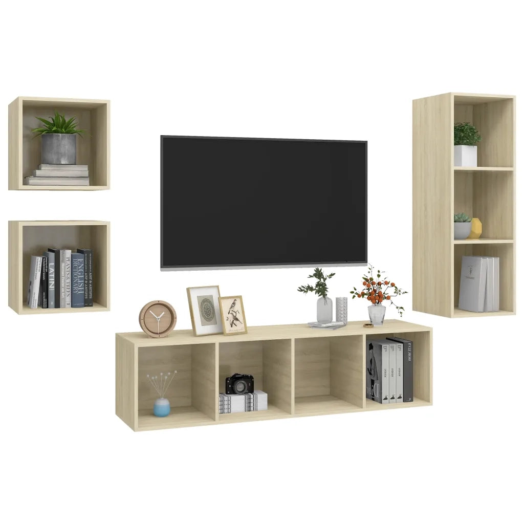 Set Porta TV 4 pz Rovere Sonoma in Truciolato cod mxl 62103