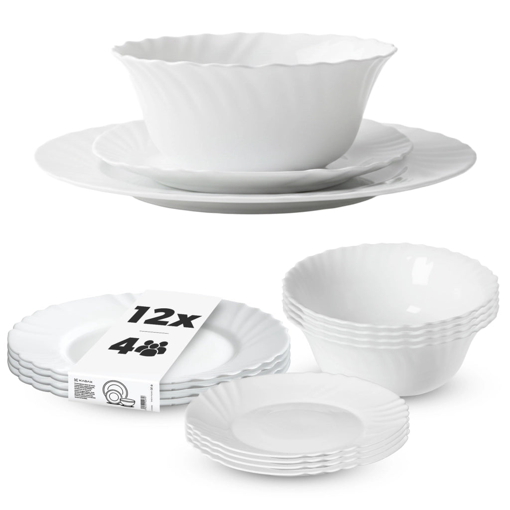 Set di stoviglie KADAX da 12 piatti, colore bianco
