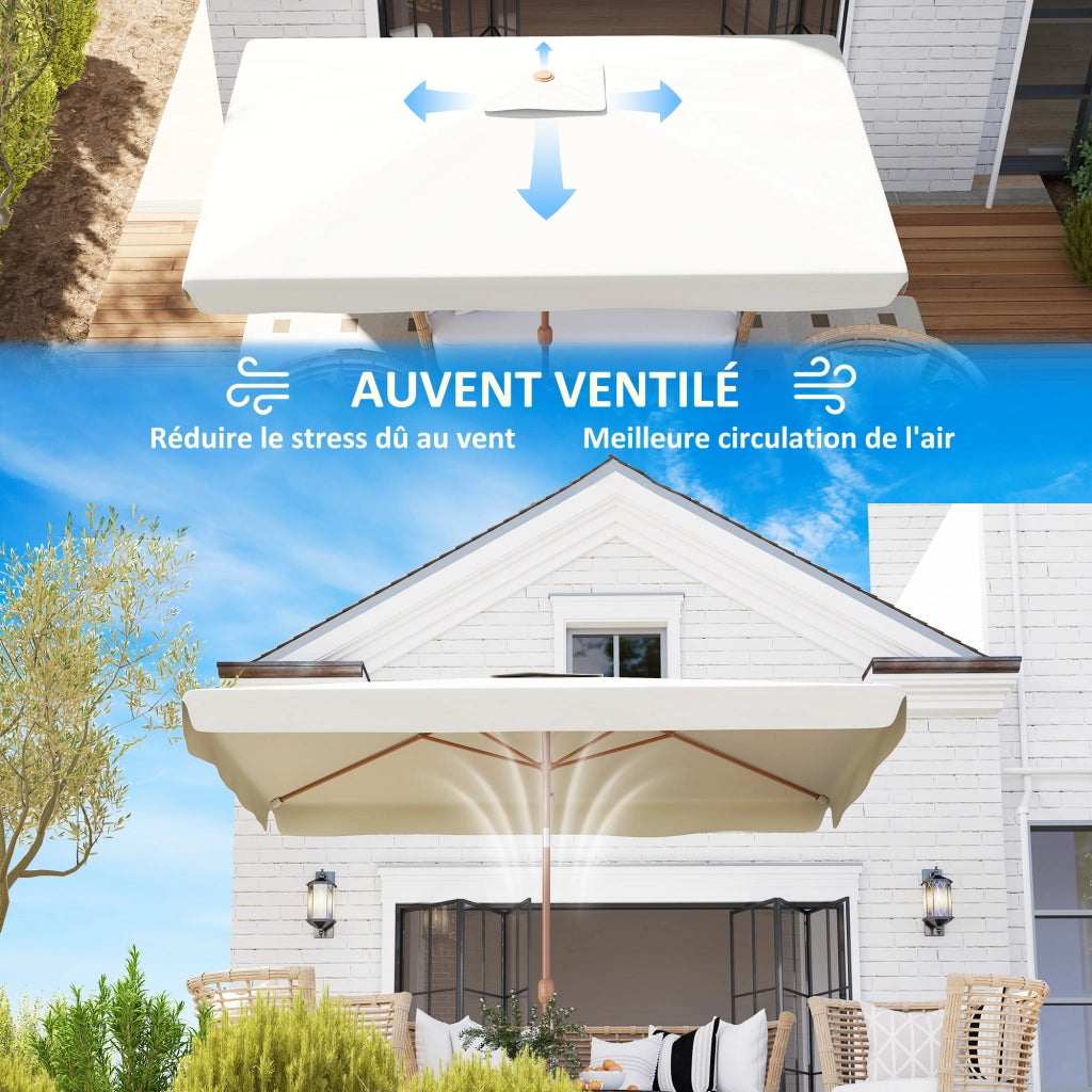 Ombrellone da giardino rettangolare pieghevole ¨C zephmum ¨C crema 200x300 cm alluminio