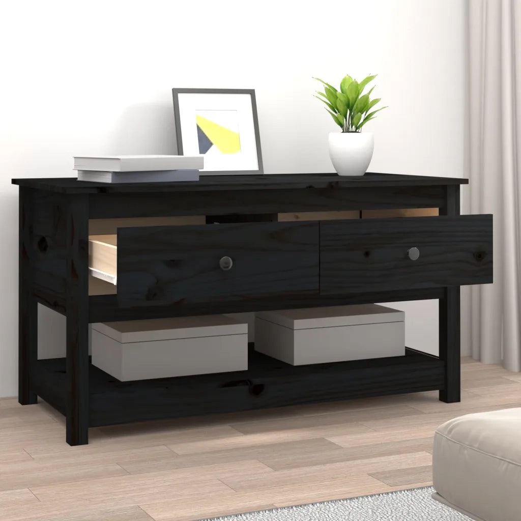 Tavolino da Salotto Nero 102x49x55 cm in Legno Massello di Pino cod mxl 27128