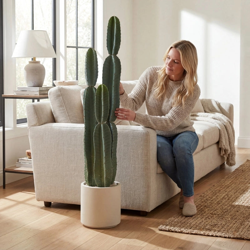 Pianta di cactus artificiale, grande, 111 cm, pianta artificiale in vaso per ufficio o soggiorno