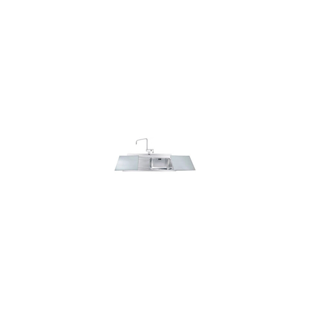 Lavello incasso 1 vasca e gocciolatoio sinistro con taglieri in vetro silver Smeg LI91SGS inox