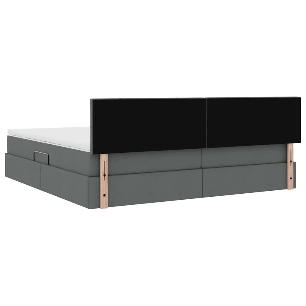 Letto con contenitore e materasso Grigio scuro 200 x 200 cm