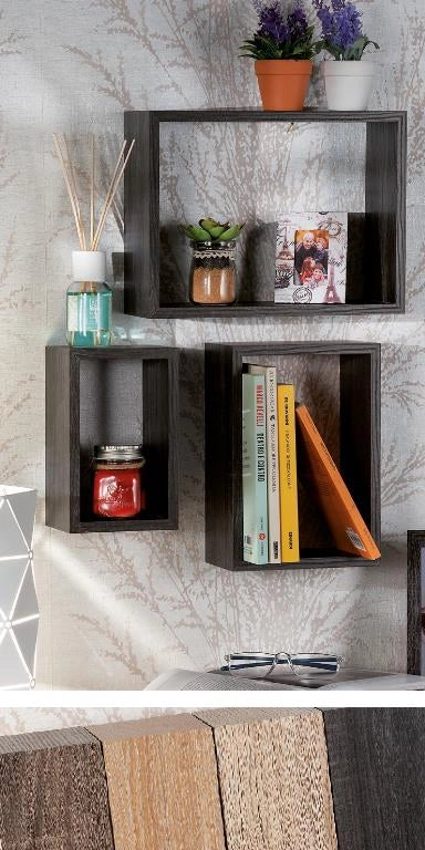 Set 3 mensole da parete in mdf knoll 21 + 26 + 31 cm 4 Colori