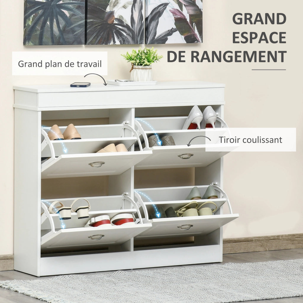 Armadio per Scarpe ¨C zephmum ¨C Bianco 98x24x83 cm