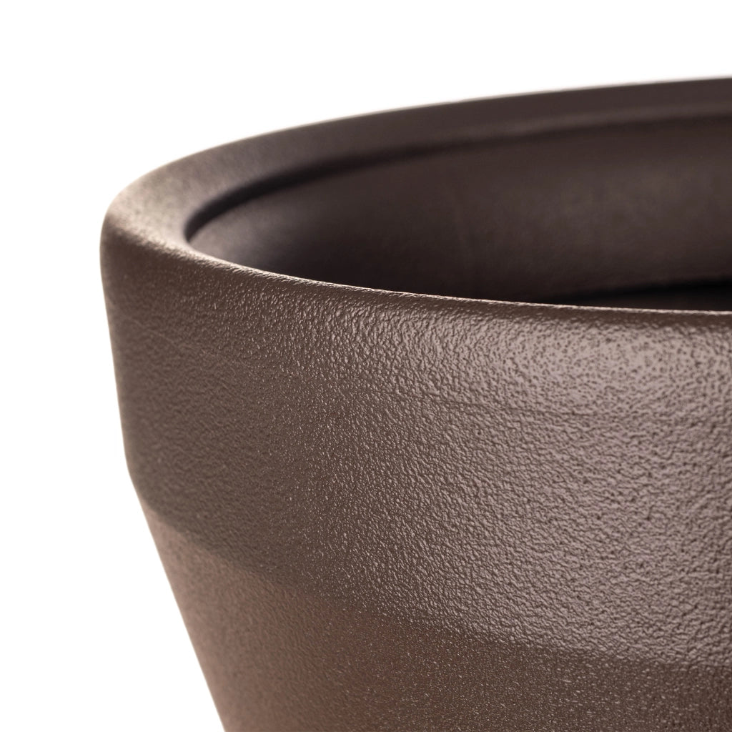 Vaso da fiori KADAX, grande, rotondo, per giardino e terrazzo, marrone, 39 cm