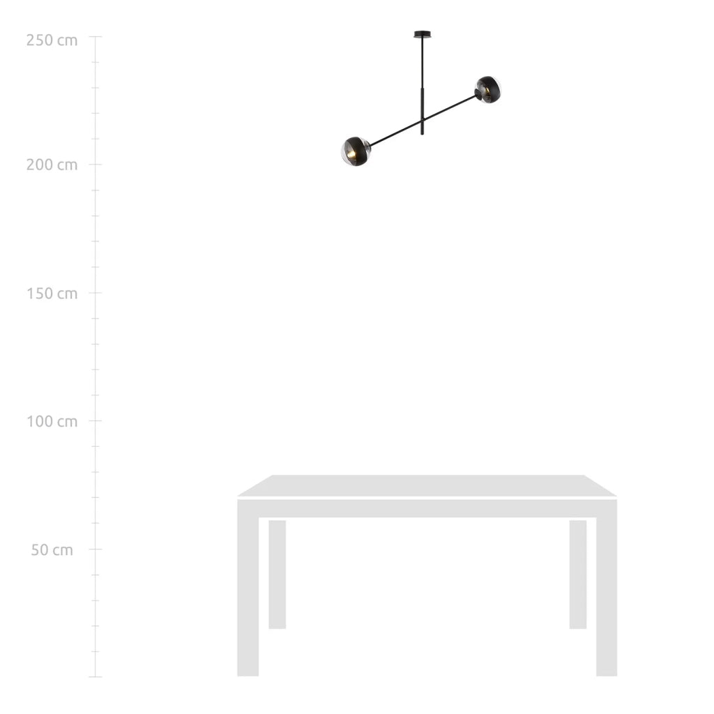 Lampadario Contemporaneo Yama Acciaio Nero 2 Luci E14 Ip20