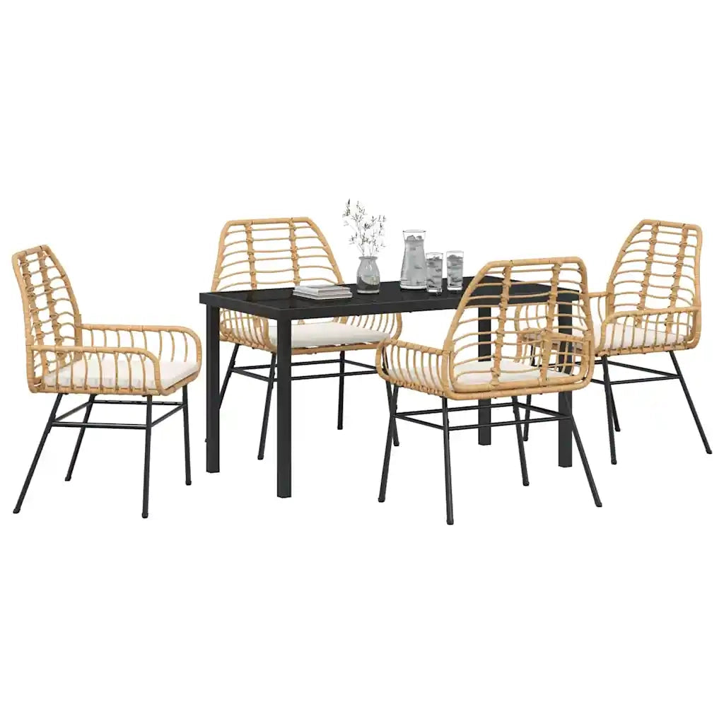 Set da Pranzo per Giardino 5 pcs Marrone polyrattan 3380864