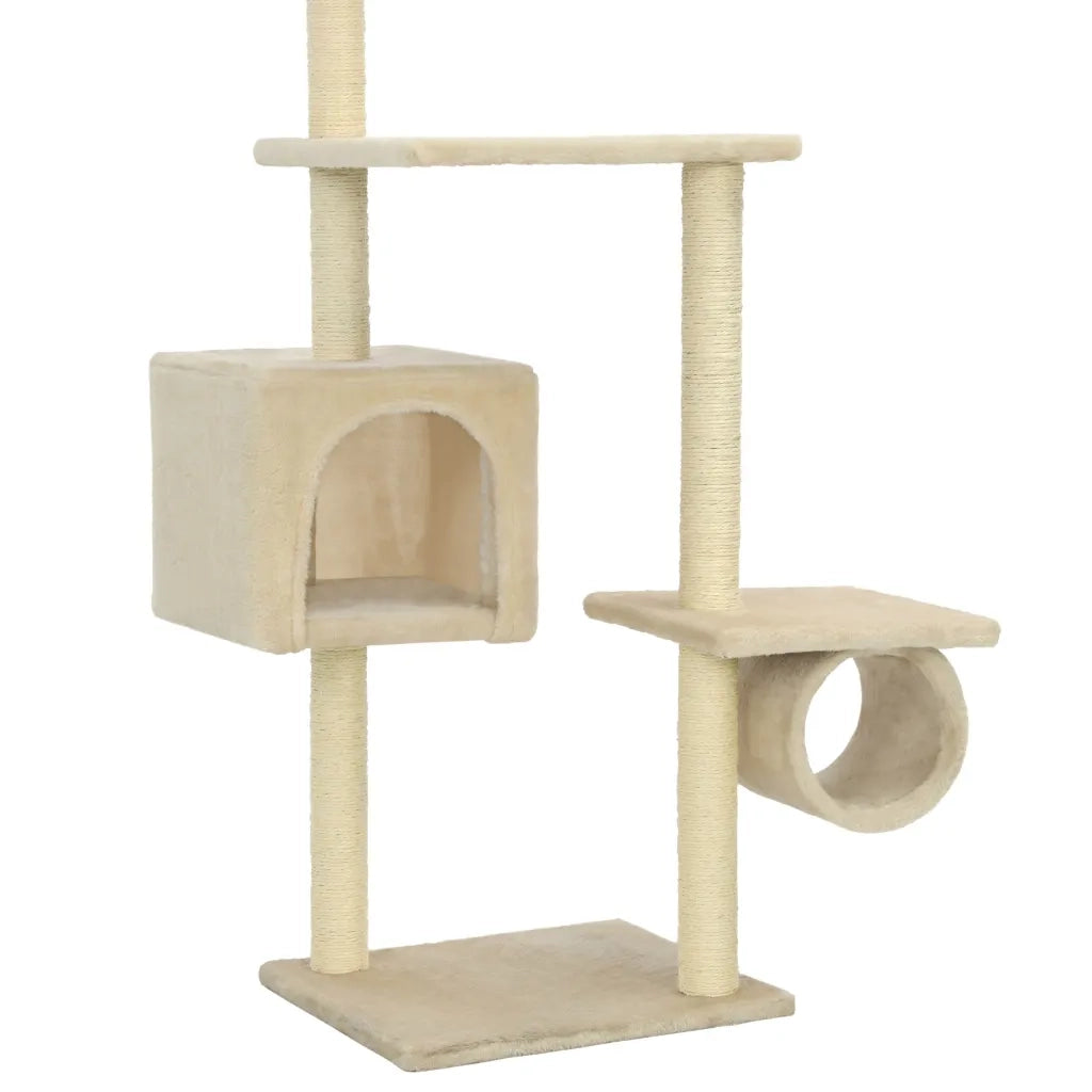 Albero per Gatti con Pali Tiragraffi in Sisal 260 cm Beige 170534