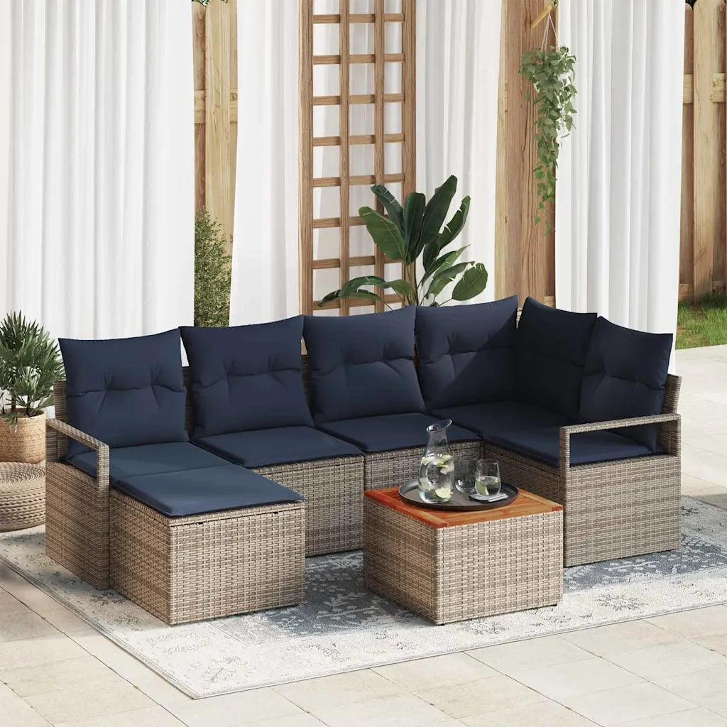 Set Divano da Giardino con cuscino 7 pcs Grigio polyrattan 3347731