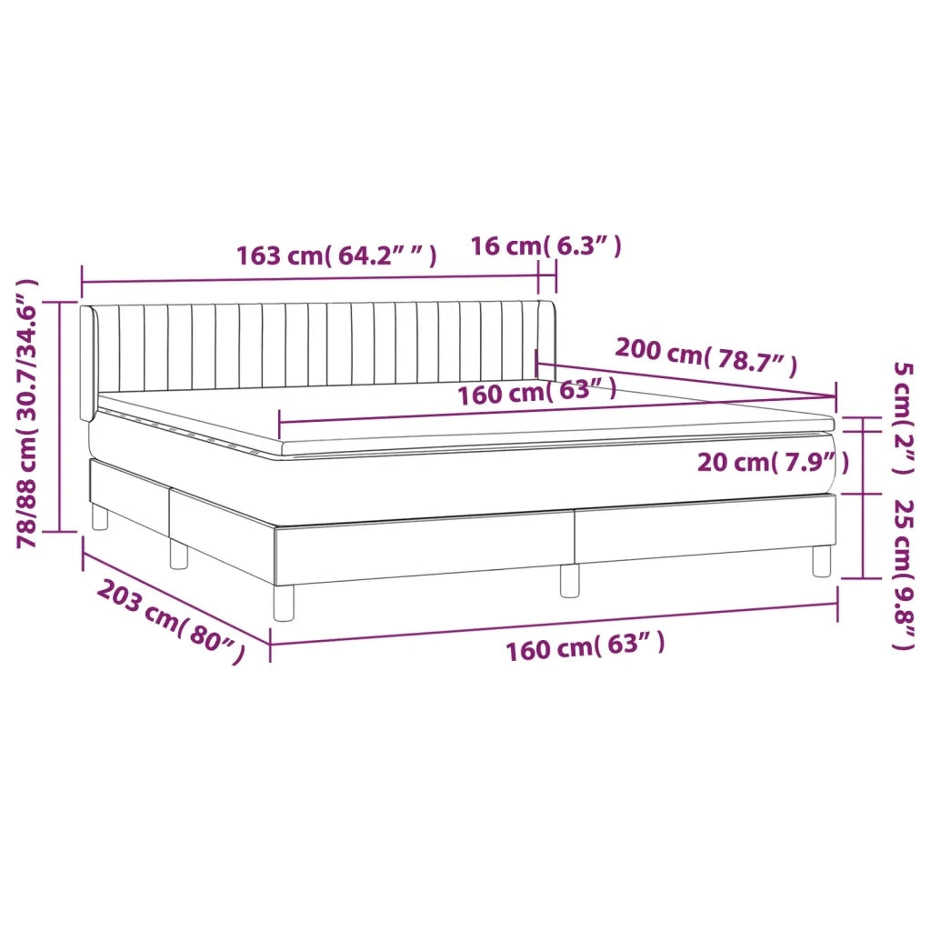 Giroletto a Molle con Materasso Rosa 160x200 cm in Velluto 3131092