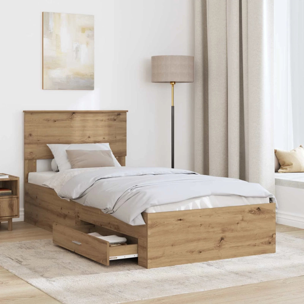Struttura del letto con testiera Rovere artigianale 90 x 200 cm