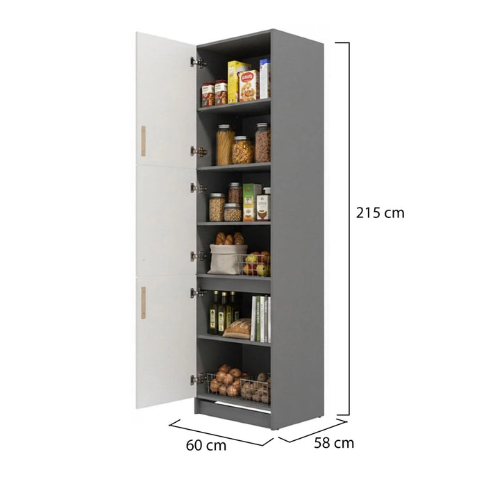 Mobile da Cucina Moiolaa, Dispensa da Cucina 5 Ripiani, 60x58x215h cm Bianco