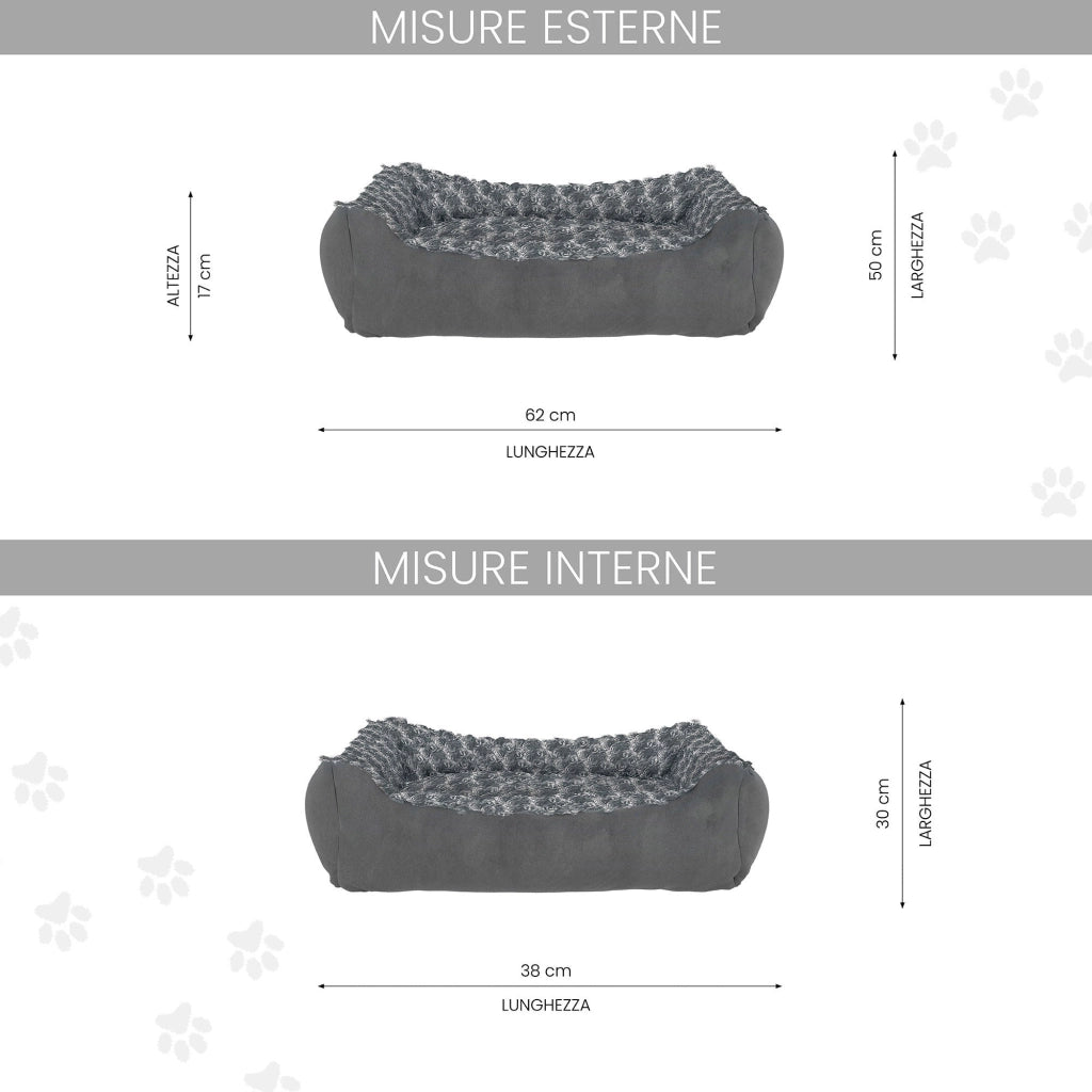 Cuccia per Cani e Gatti 62x50x17 cm in Poliestere Zoe Grigia