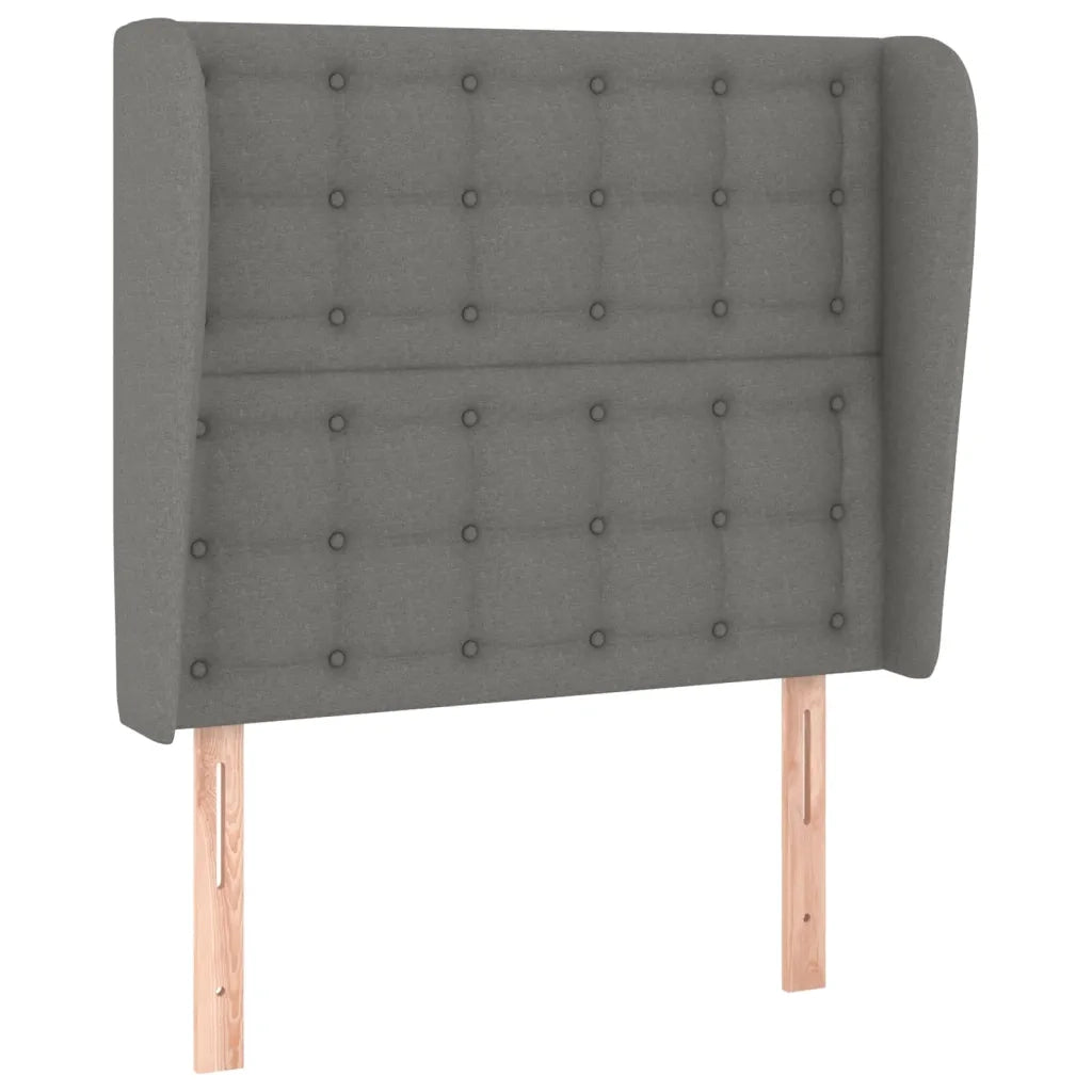 Testiera ad Orecchio-Testata con Orecchie Grigio Scuro 93x23x118/128 cm in Tessuto 919299