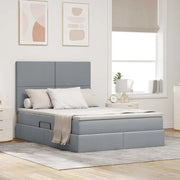 Letto con contenitore e LED con led Grigio chiaro 140 x 190 cm