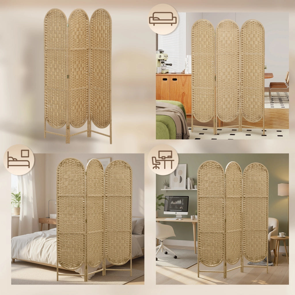 Biombo Pieghevole 3 Ante ¨C Zephmum ¨C Naturale 120x170 cm