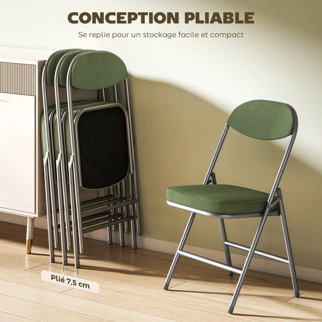 Sedie da Pranzo Pieghevoli Imbottite ¨C Zephmum ¨C Verde, Velluto