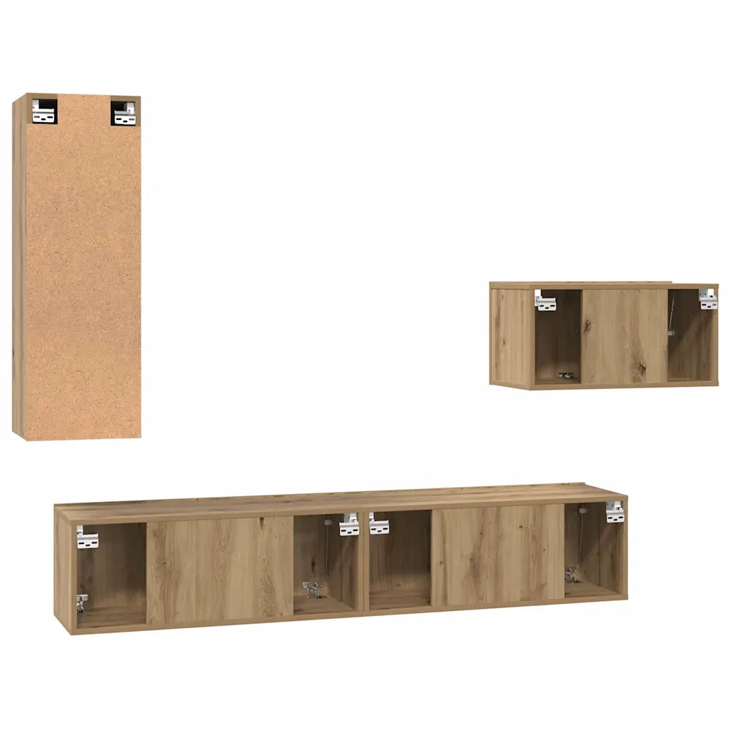vidaXL Set mobile TV 4 pcs rovere artigianale 30.5 x 30 x 90 cm