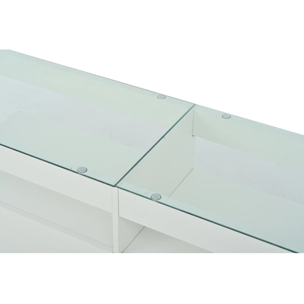 Mobile TV LED lucido bianco 180x40x46 cm con 2 cassetti