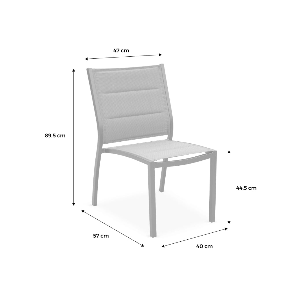 Set 2 sedie da giardino moderne in alluminio e textilene, grigio