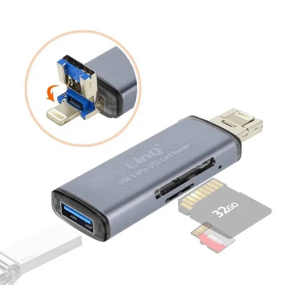 Trade Shop - Lettore Di Schede Sd Micro-sd 2in1 Lightning Usb Maschio Otg Usb Femmina Otg802 -