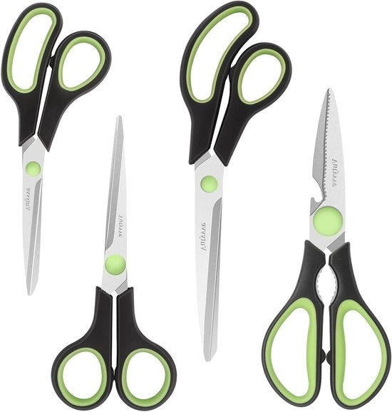 Set di coltelli multifunzionali - coltelli in acciaio inossidabile, manico morbido, nero/verde, 4 pezzi