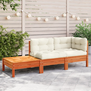 Divano Giardino con Cuscini e Poggiapiedi-Sofa da Giardino-Divanetto da esterno Legno Massello Pino