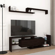 Set Liksefte di Mobile Porta TV e Mensola da Parete - Nero [en.casa]